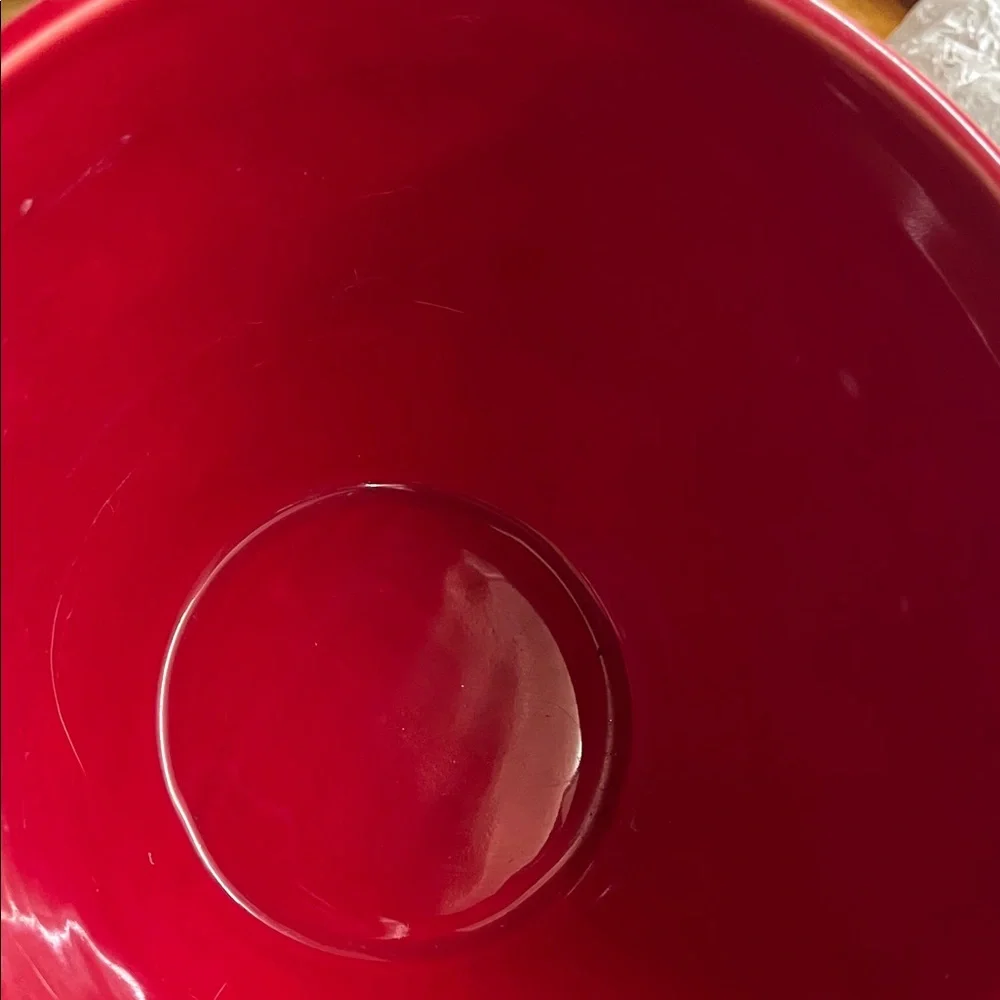 Sur La Table Festive Red Holiday Batter Bowl with Handle and Spout